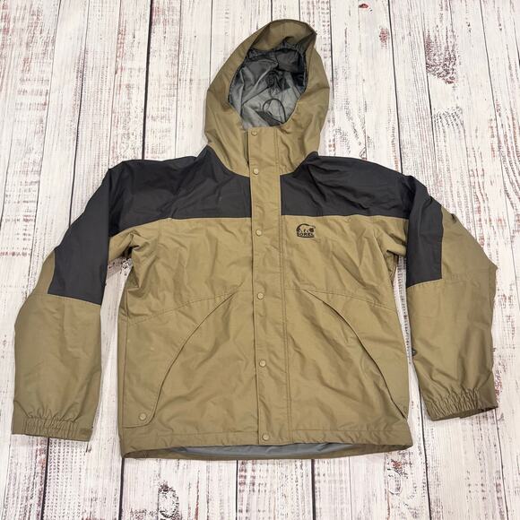 Sorel Omni-Shield Hooded Rain Jacket Men’s M Tan/Black Waterproof Breathable - Picture 1 of 8